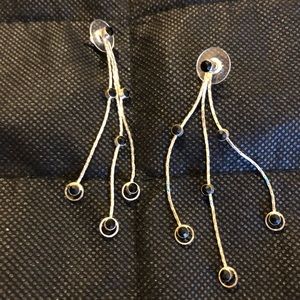 Black and silver dangle earrings